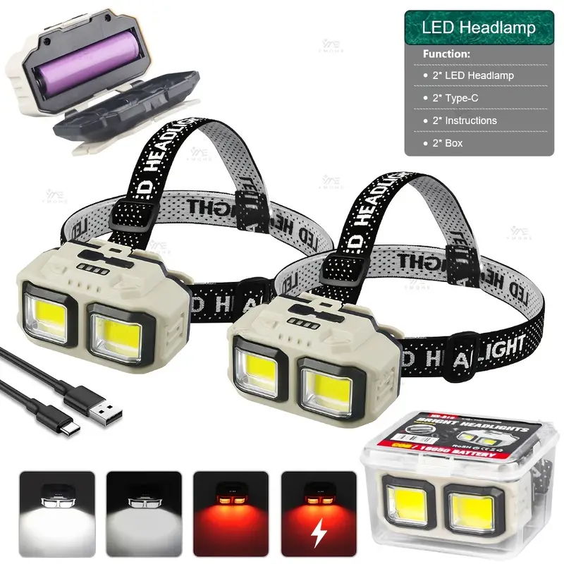 COB LED Headlamp Rechargeable  – обзор и цена Fishing Headlamp