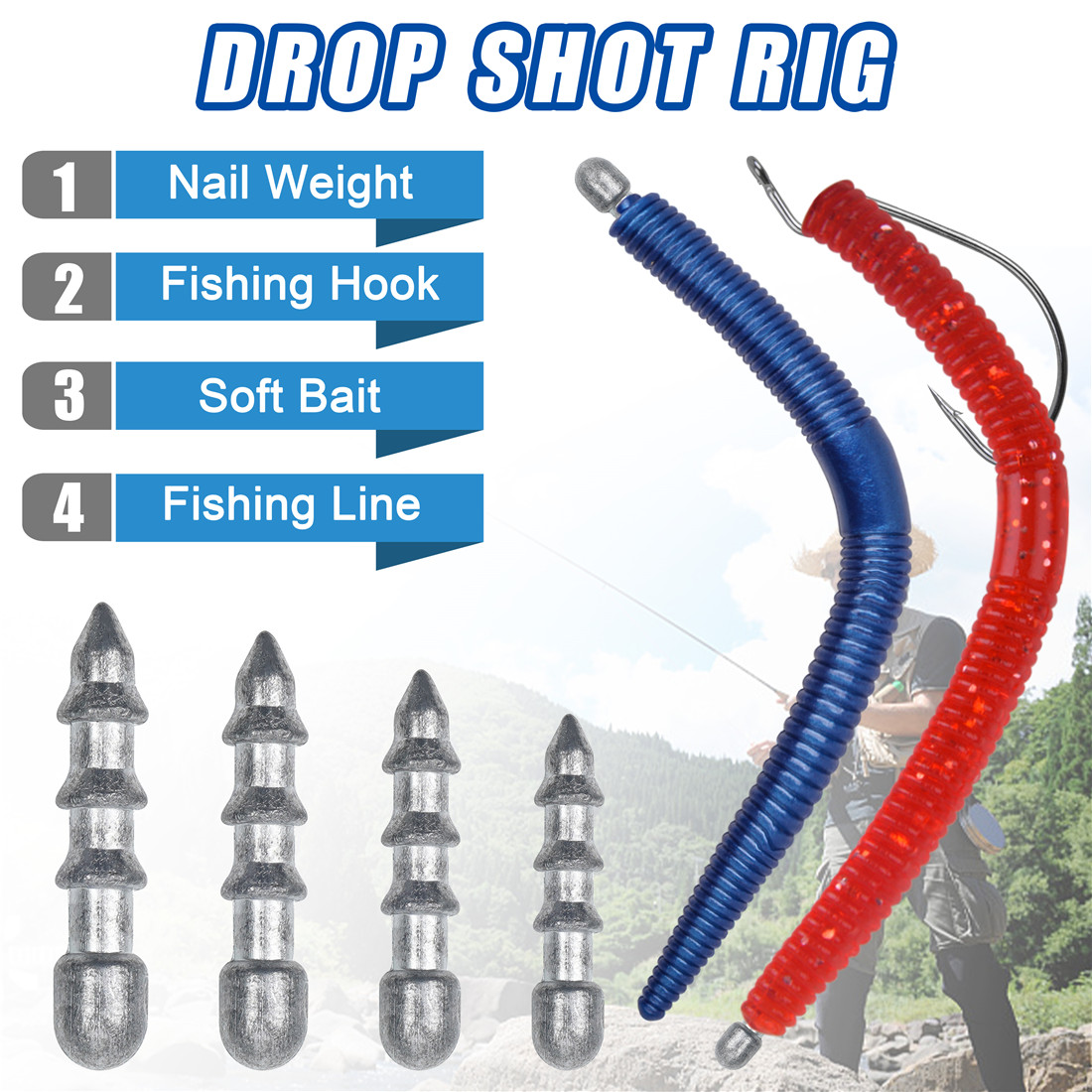 60PCS Nail weights Worm Fishin – обзор и цена Fishing Equipment Lures