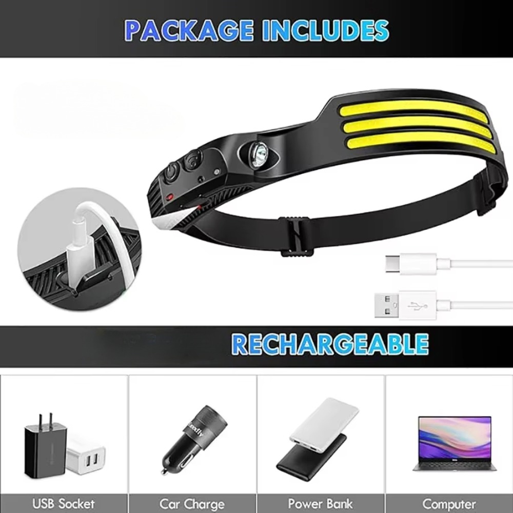 COB LED Induction Headlamp USB – обзор и цена Fishing Headlamp