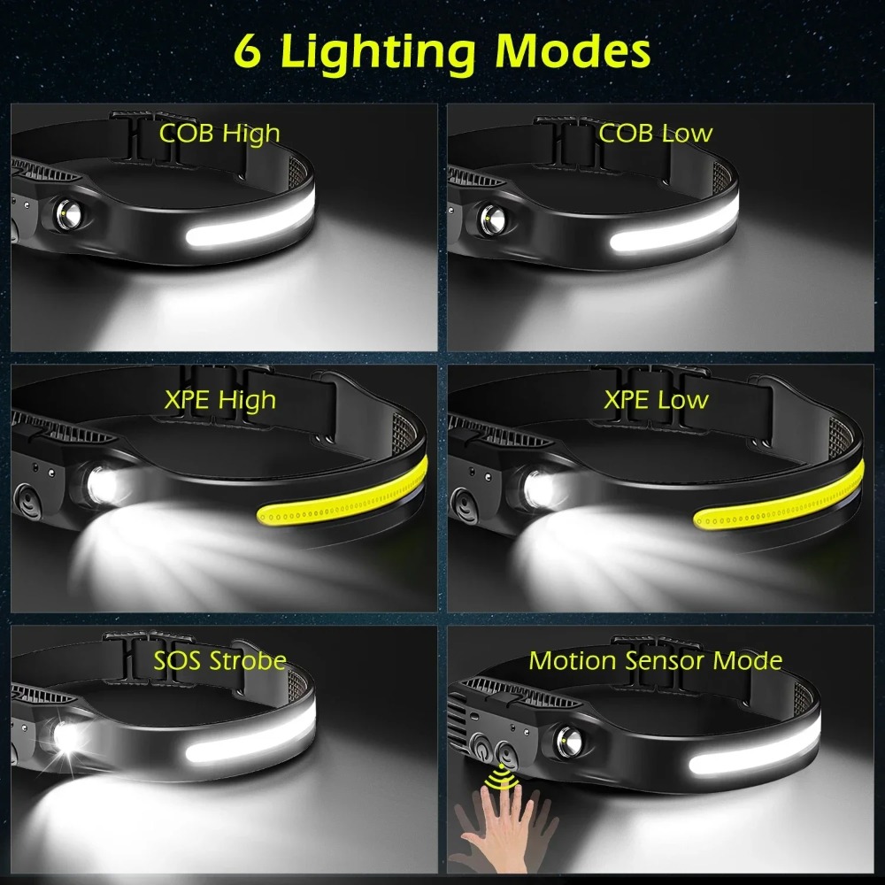 COB LED Induction Headlamp USB – обзор и цена Fishing Headlamp